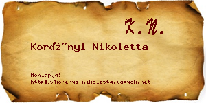 Korényi Nikoletta névjegykártya